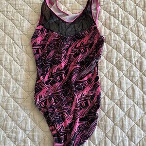 Pink and Black GK Elite Leotard, Adult XS